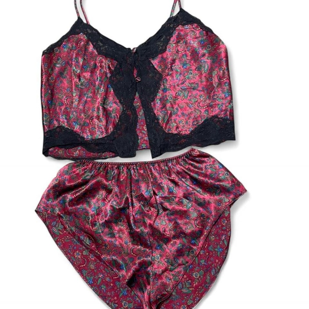 Victoria's Secret Pink and Black Lace Pajama Set